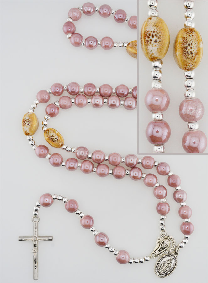 Chapelet de la Vierge Miraculeuse en Perles Rose - 45cm (pic 1)