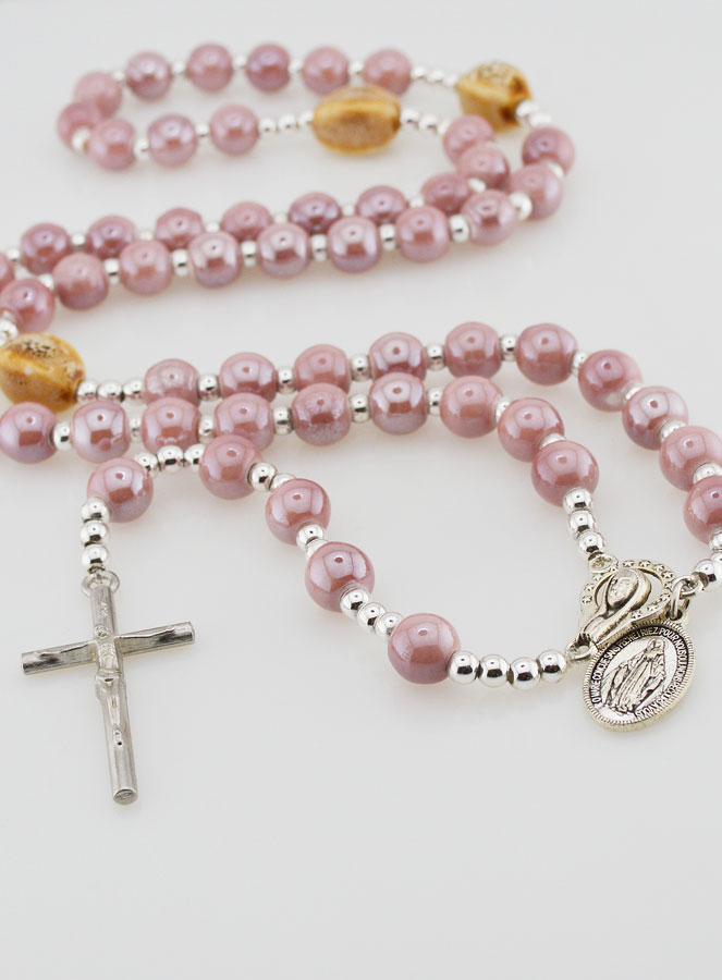 Chapelet de Lourdes en Céramique Rose - 45cm (pic 2)