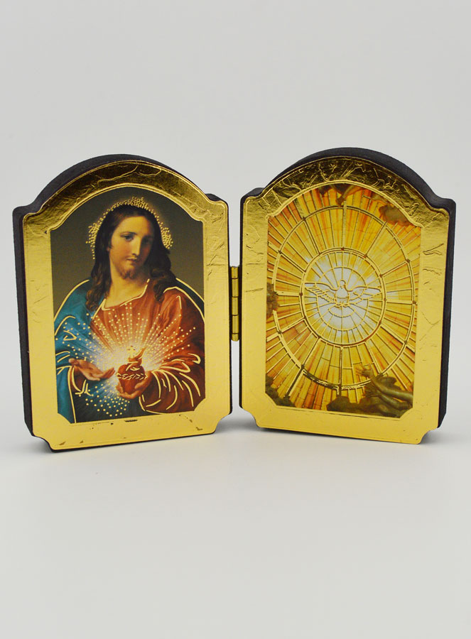 Icône Diptyque Sacré Coeur de Jésus & Esprit Saint (pic 1)