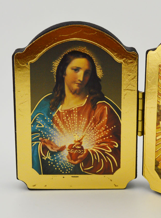 Icône Diptyque Sacré Coeur de Jésus & Esprit Saint (pic 3)