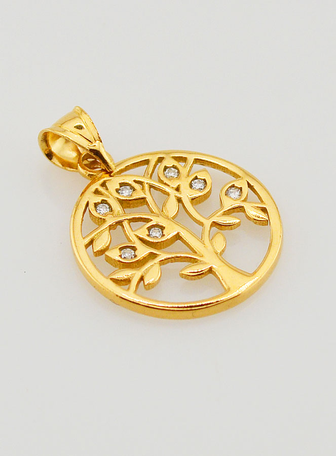 Médaille Arbre de Vie Ajourée en Plaqué Or & Strass - 15mm (pic 2)