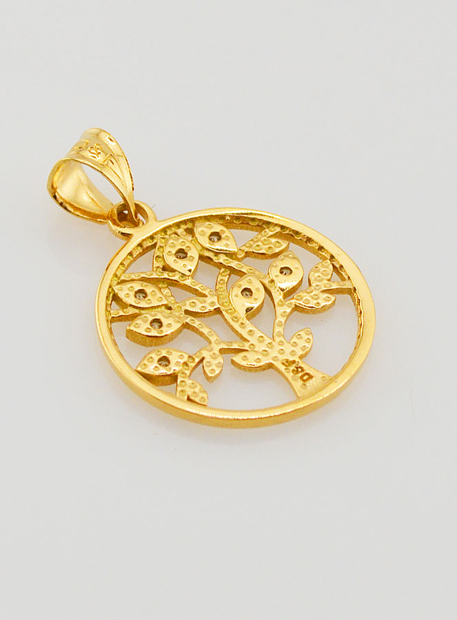 Médaille Arbre de Vie Ajourée en Plaqué Or & Strass - 15mm (pic 4)