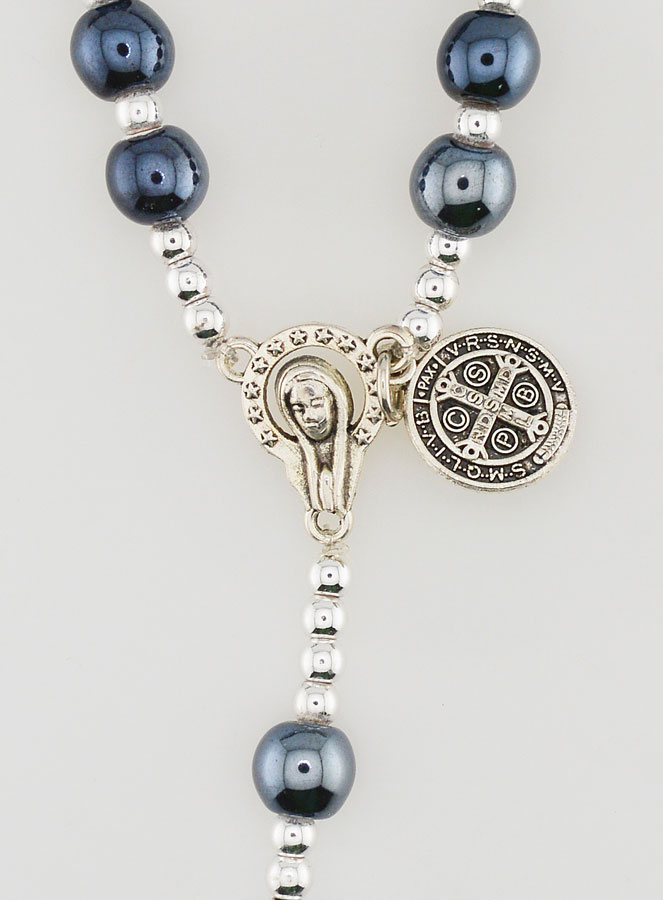 Chapelet de Saint Benoît en Perles Noires - 45cm (pic 4)
