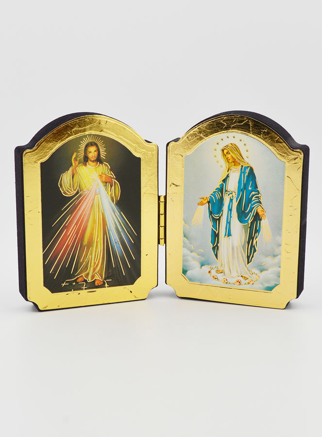 Icône Diptyque Jésus Miséricordieux & Vierge Miraculeuse (pic 1)