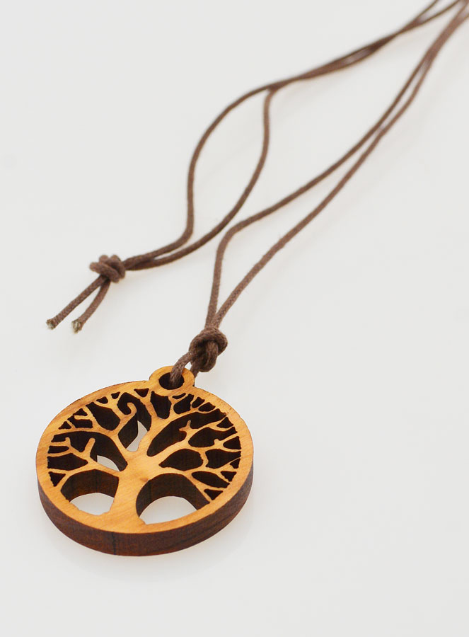 Collier Arbre de Vie en Bois d'Olivier Ajouré - 25mm (pic 2)