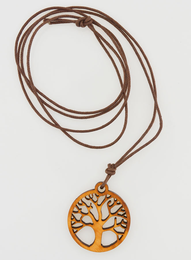 Collier Arbre de Vie en Bois d'Olivier Ajouré - 25mm (pic 4)