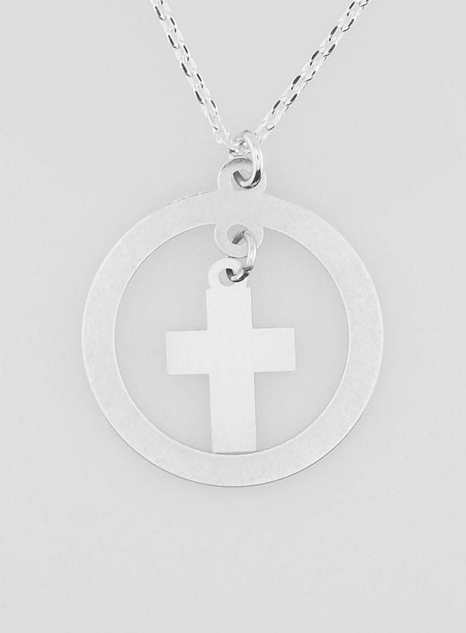 Collier Religieux en Argent Massif - Pampille Croix (pic 1)