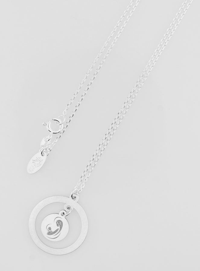 Collier Religieux en Argent - Pampille Vierge à l'Enfant Moderne (pic 2)