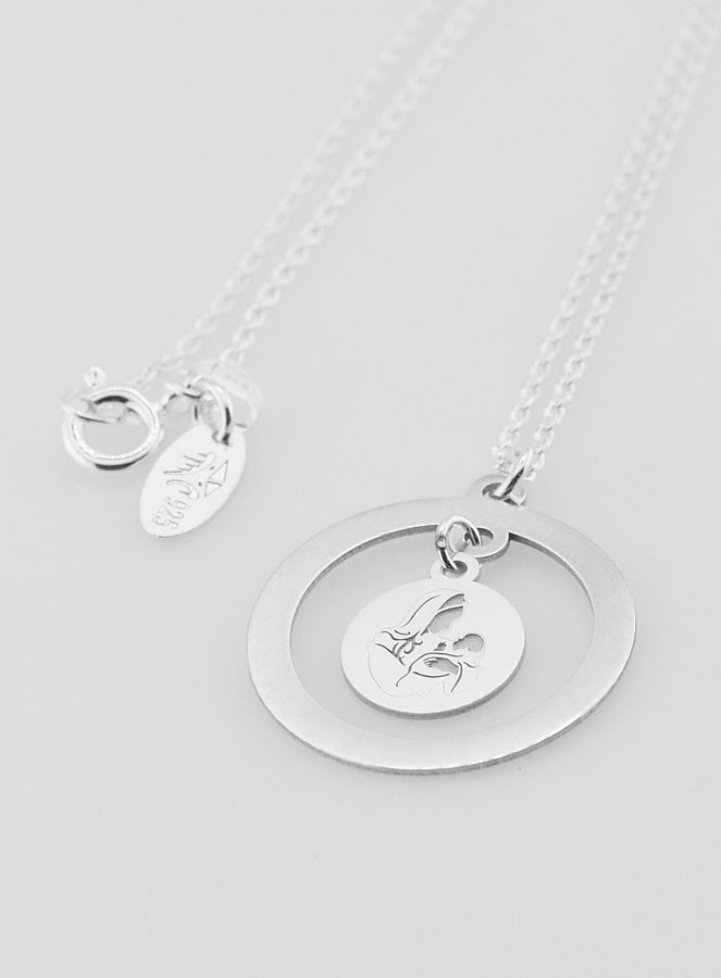 Collier Religieux en Argent - Pampille Vierge à l'Enfant (pic 2)