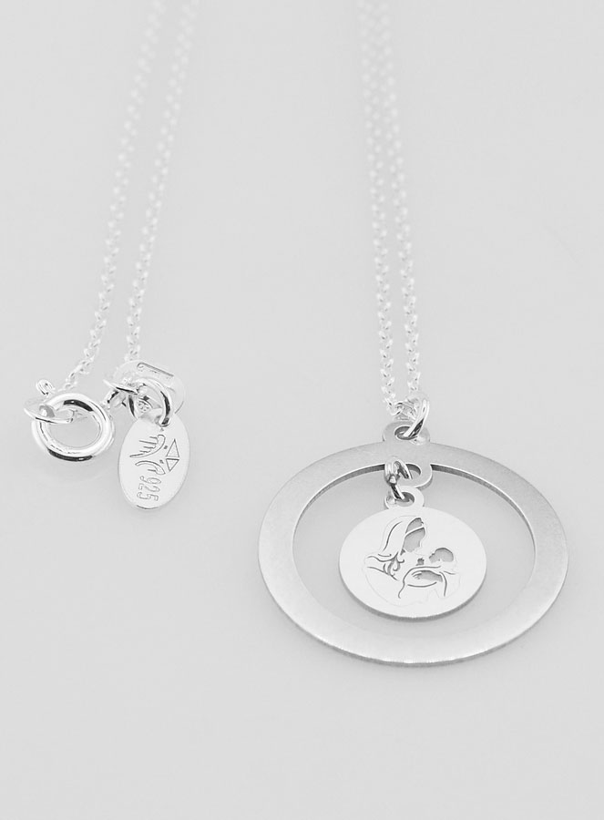 Collier Religieux en Argent - Pampille Vierge à l'Enfant (pic 3)