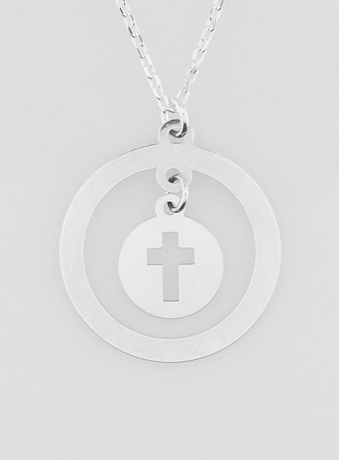 Collier Religieux en Argent Massif - Pampille Croix Ajourée (pic 1)