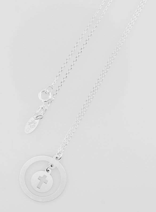 Collier Religieux en Argent Massif - Pampille Croix Ajourée (pic 2)