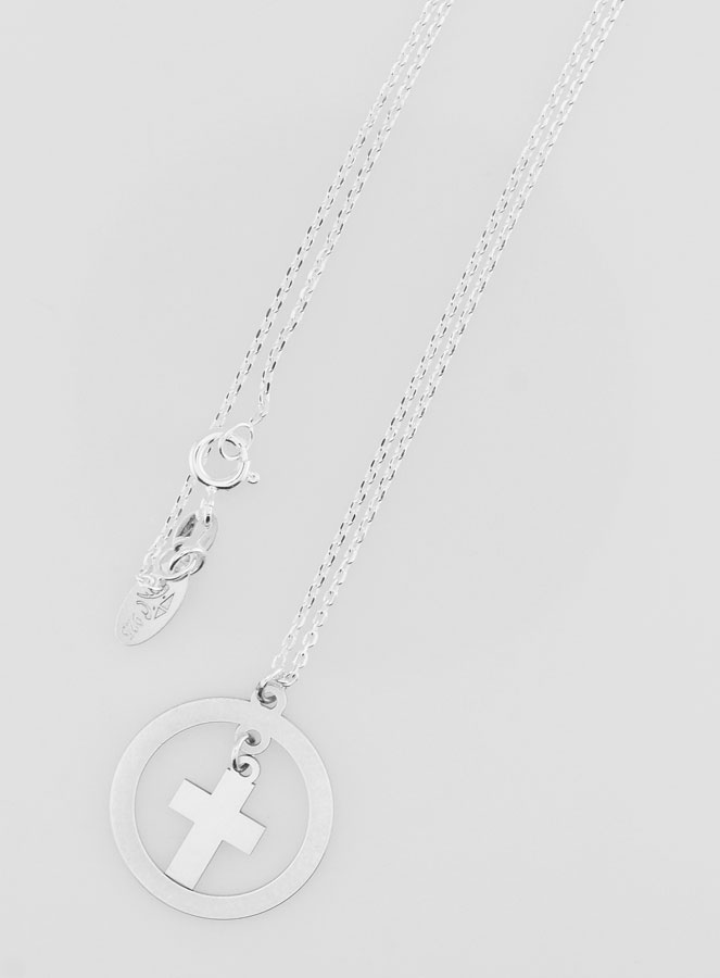 Pendentif Pampille Croix & Chaîne en Argent - 42cm (pic 2)