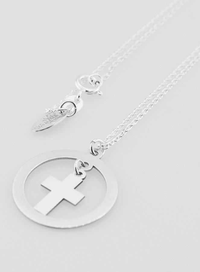 Pendentif Pampille Croix & Chaîne en Argent - 42cm (pic 4)
