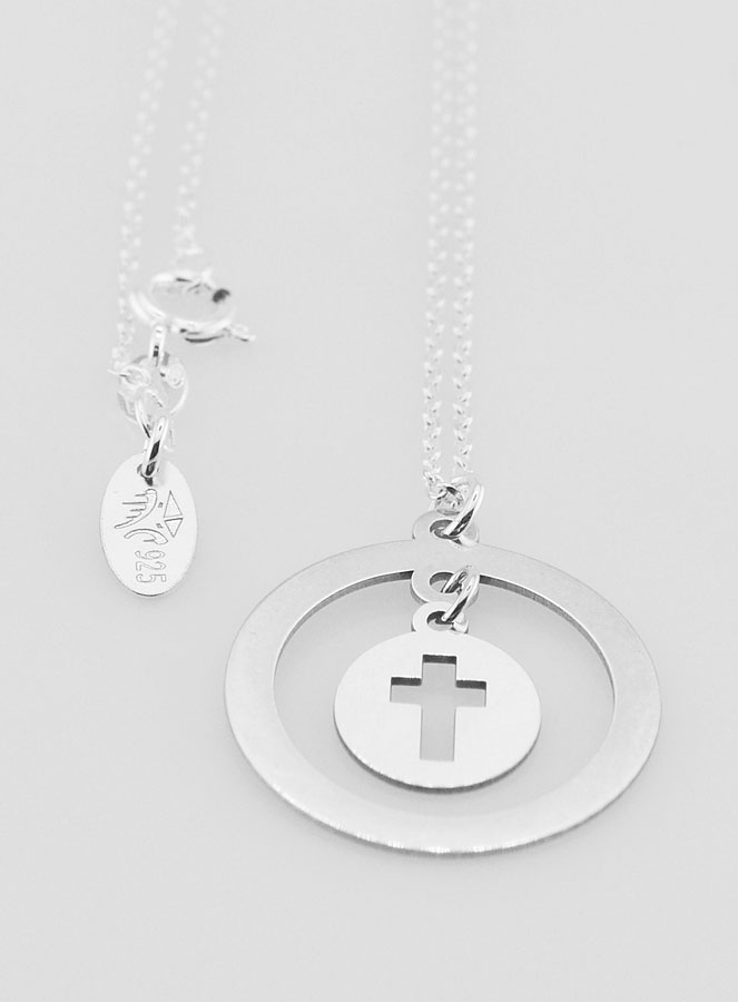 Pendentif Pampille Croix Ajourée & Chaîne en Argent (pic 4)