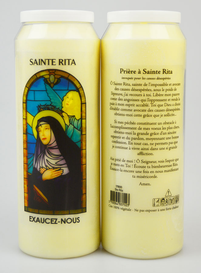 Bougie de Neuvaine Sainte Rita avec Prière au dos (pic 1)