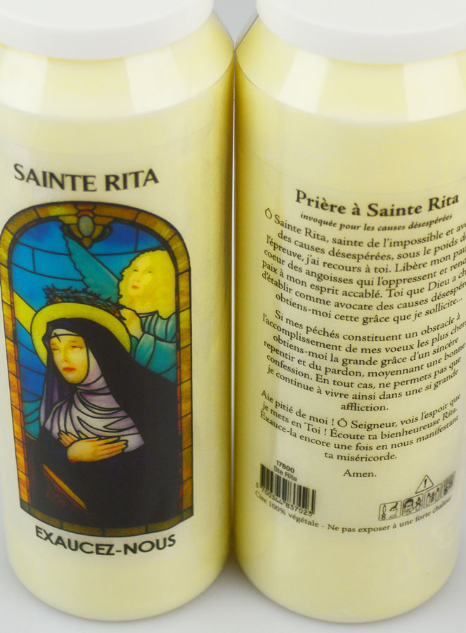Bougie de Neuvaine Sainte Rita avec Prière au dos (pic 4)