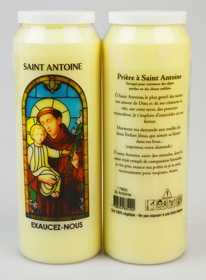 Bougie de Neuvaine Saint Antoine avec Prière au dos (pic 1)