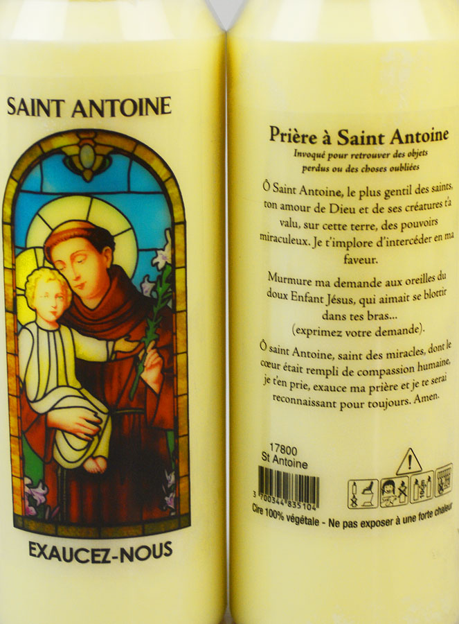 Bougie de Neuvaine Saint Antoine avec Prière au dos (pic 3)