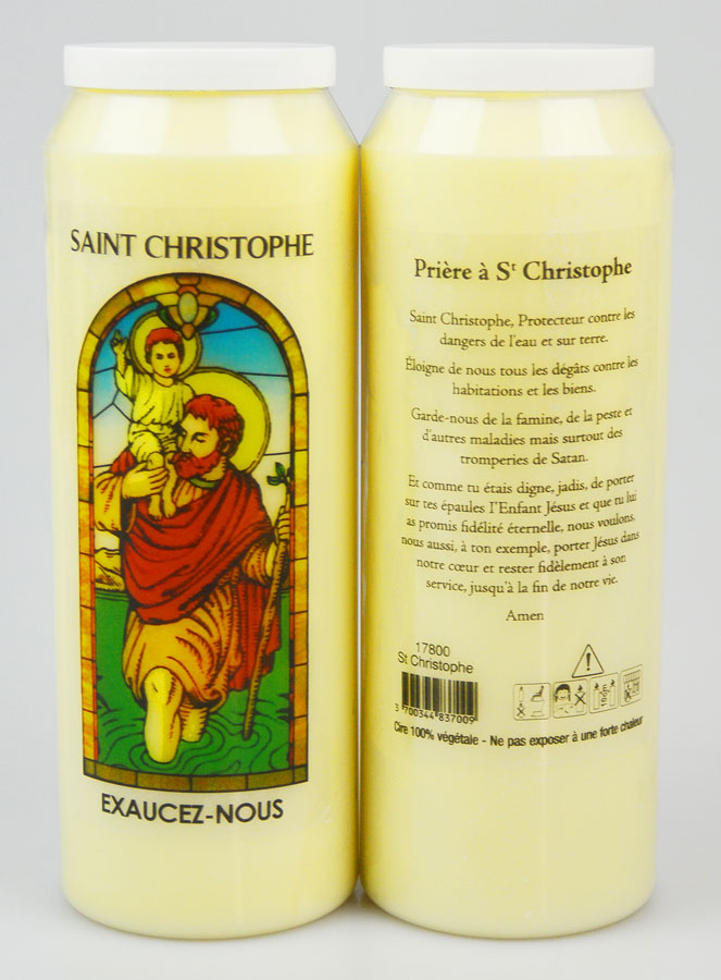 Bougie de Neuvaine Saint Christophe avec Prière au dos (pic 1)