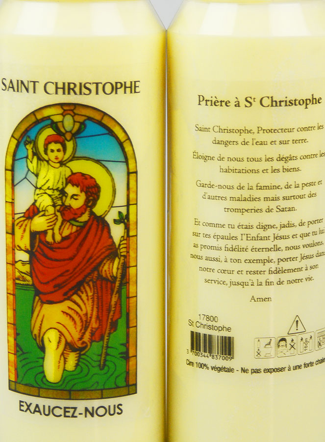 Bougie de Neuvaine Saint Christophe avec Prière au dos (pic 3)