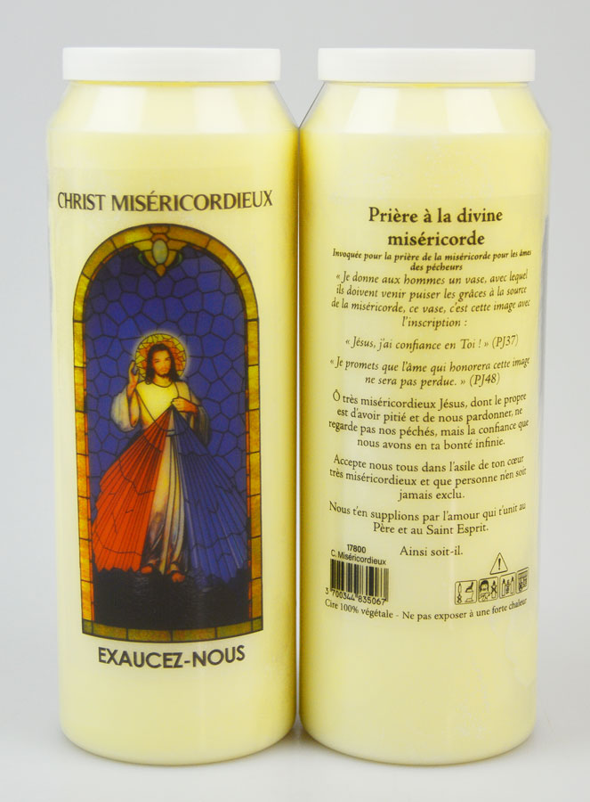Bougie de Neuvaine Christ Miséricordieux avec Prière au dos (pic 1)