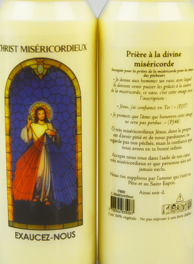 Bougie de Neuvaine Christ Miséricordieux avec Prière au dos (pic 3)