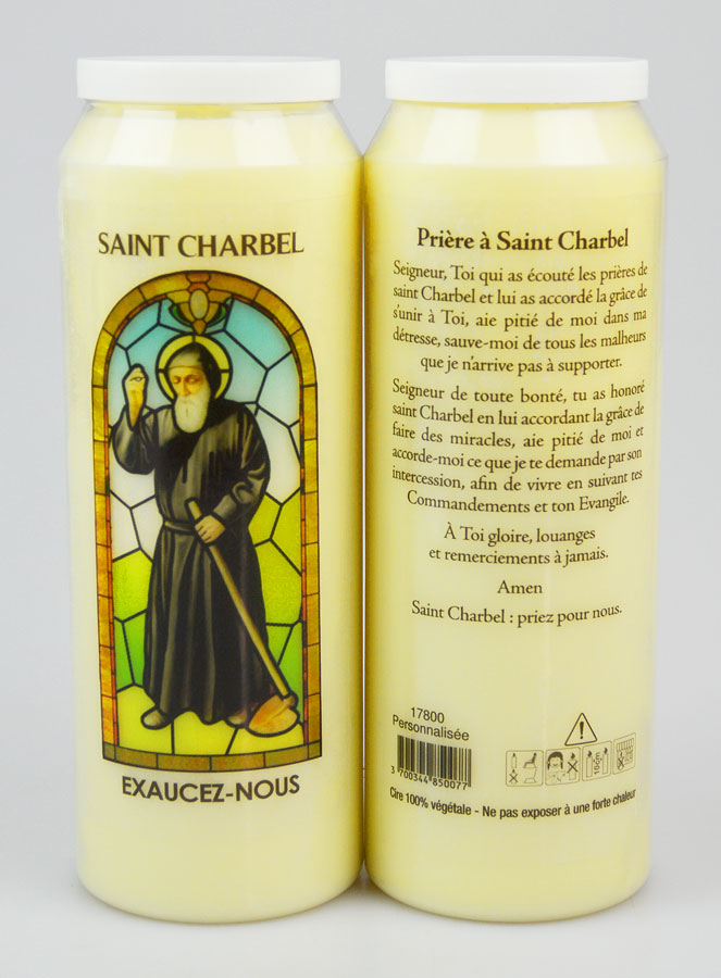Bougie de Neuvaine Saint Charbel avec Prière au dos (pic 1)