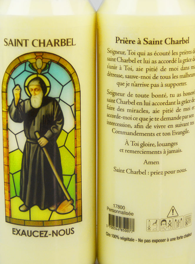 Bougie de Neuvaine Saint Charbel avec Prière au dos (pic 3)
