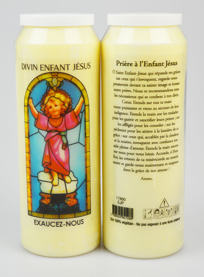 Bougie de Neuvaine Enfant Jésus avec Prière au dos (pic 1)