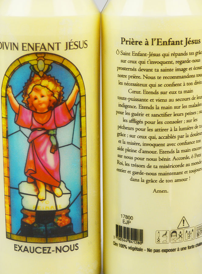 Bougie de Neuvaine Enfant Jésus avec Prière au dos (pic 3)