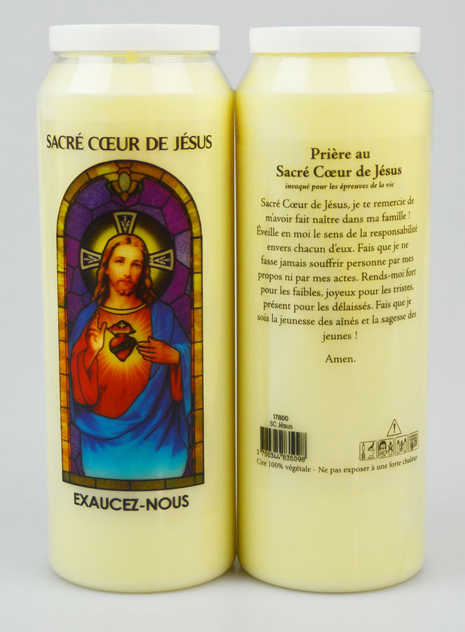 Bougie de Neuvaine Sacré Coeur de Jésus avec Prière au dos (pic 1)