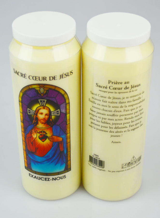 Bougie de Neuvaine Sacré Coeur de Jésus avec Prière au dos (pic 2)