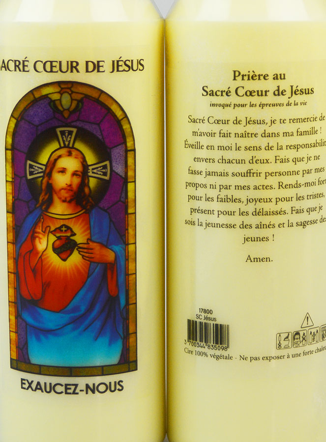Bougie de Neuvaine Sacré Coeur de Jésus avec Prière au dos (pic 3)