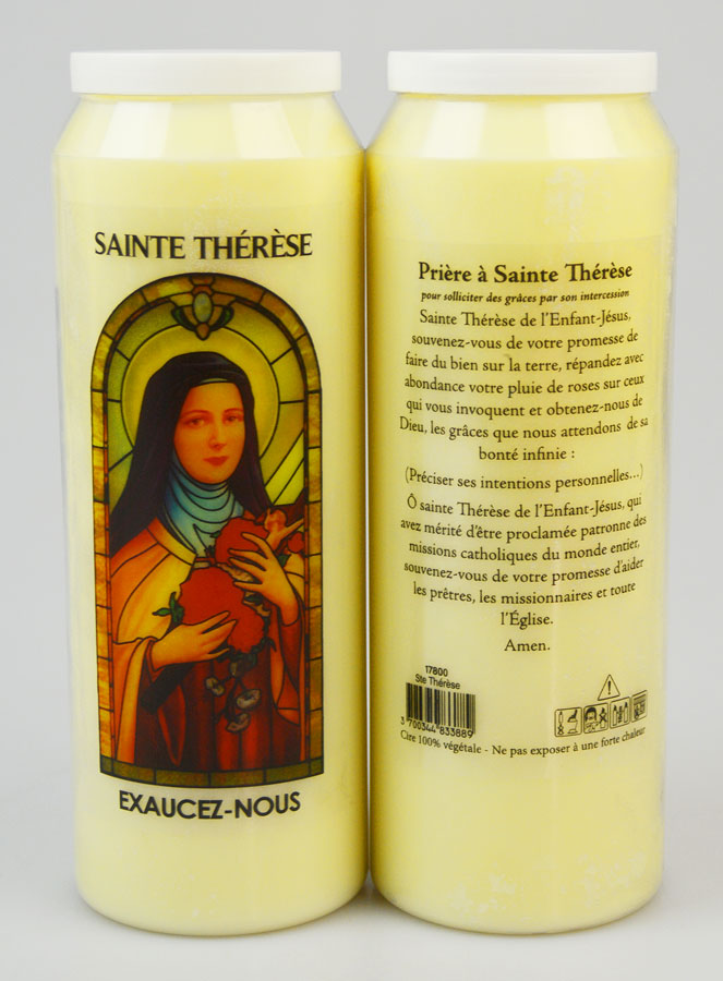 Bougie de Neuvaine Sainte Thérèse avec Prière au dos (pic 1)