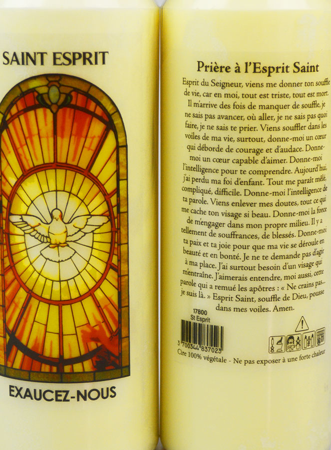 Bougie de Neuvaine Saint Esprit avec Prière au dos (pic 3)