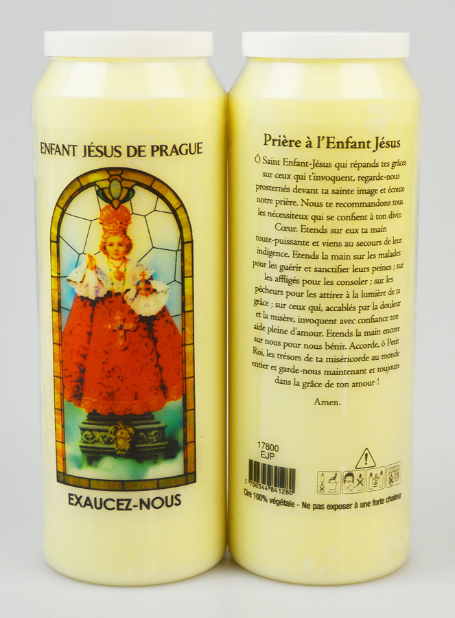 Bougie de Neuvaine Enfant Jésus de Prague avec Prière au dos (pic 1)