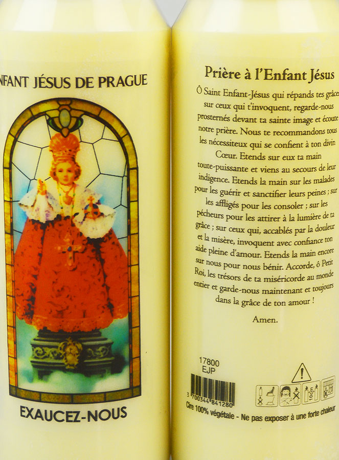 Bougie de Neuvaine Enfant Jésus de Prague avec Prière au dos (pic 3)