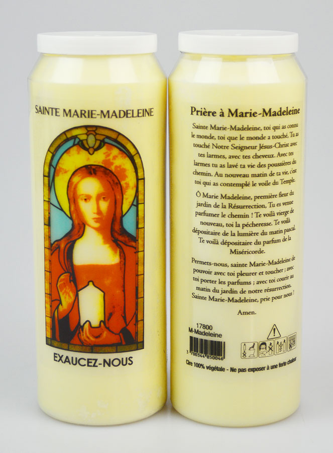 Bougie de Neuvaine Sainte Marie-Madeleine avec Prière au dos (pic 1)