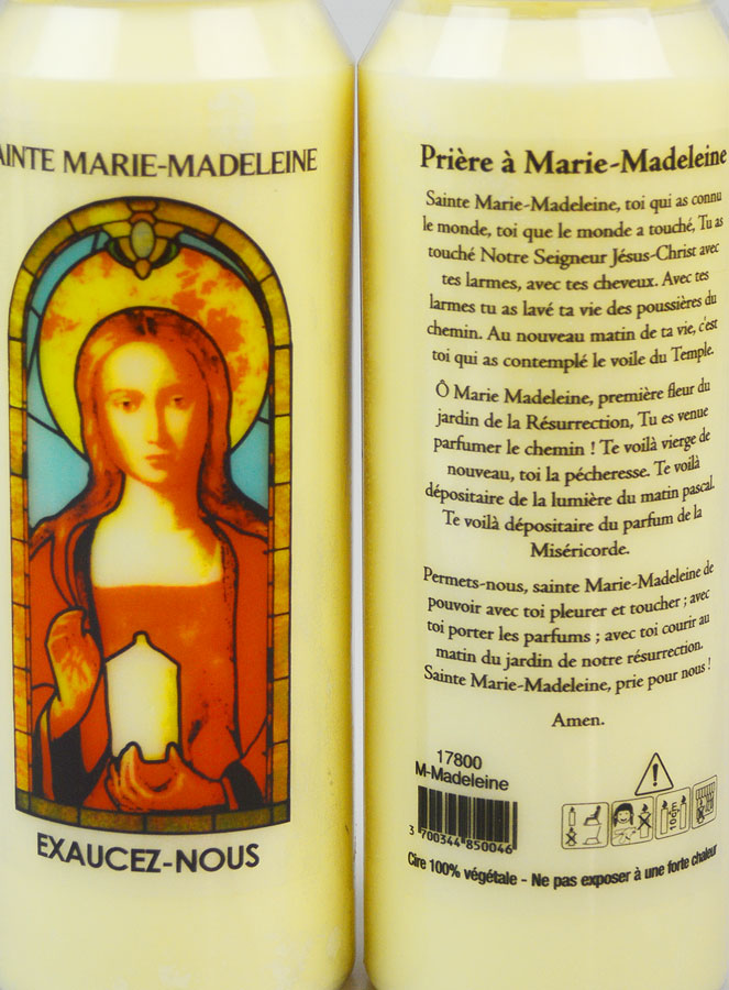 Bougie de Neuvaine Sainte Marie-Madeleine avec Prière au dos (pic 3)