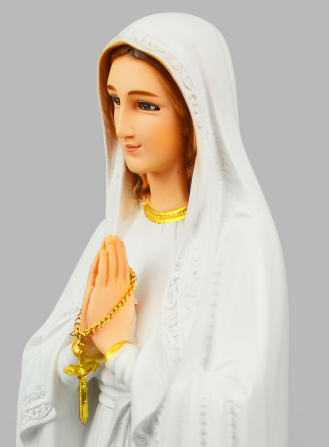 Grande Statue Vierge Marie de Lourdes et Chapelet Métal Or - 70 cm (pic 3)