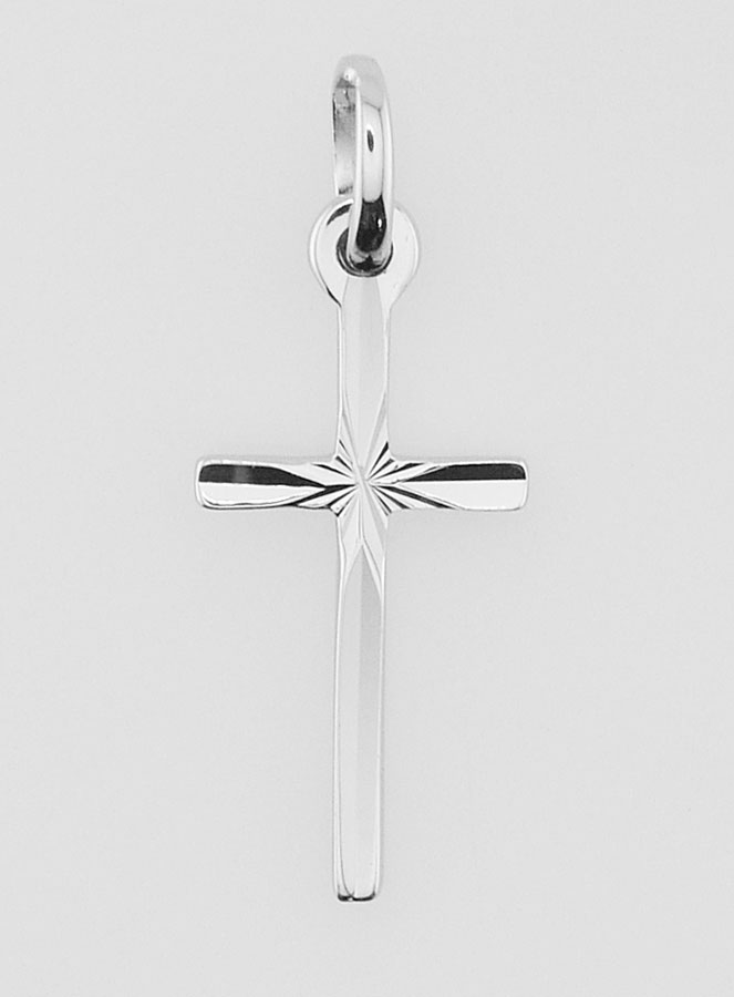 Pendentif Croix en Argent Rhodié - 20mm (pic 1)