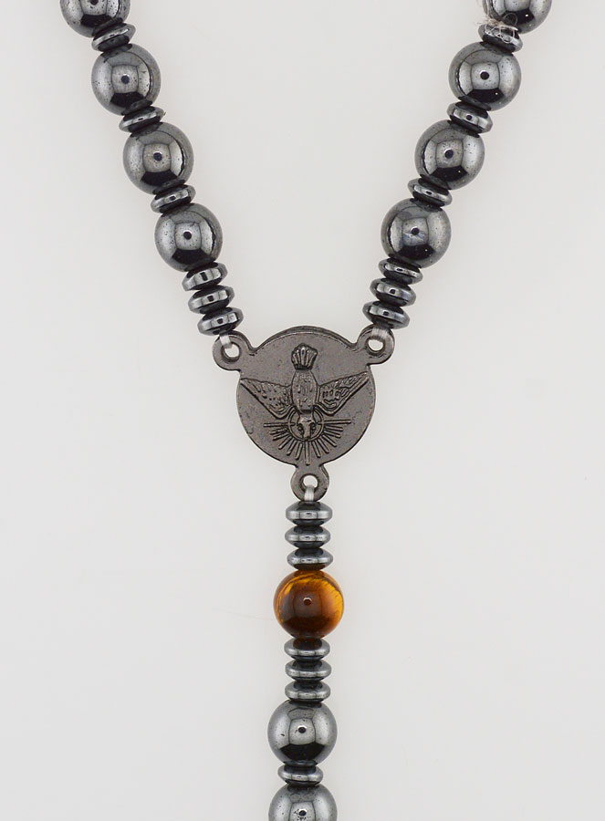 Chapelet en Hématite & Oeil Tigre - Miraculeuse (pic 4)