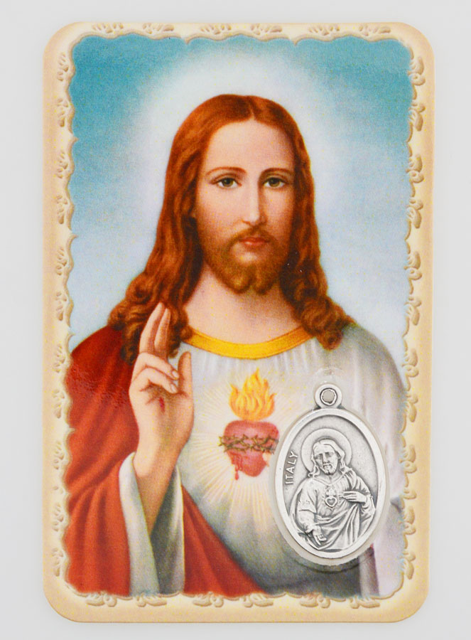 Carte de Prière & Médaille - Sacré Coeur de Jésus (pic 1)