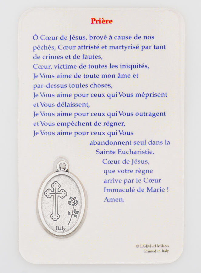 Carte de Prière & Médaille - Sacré Coeur de Jésus (pic 2)