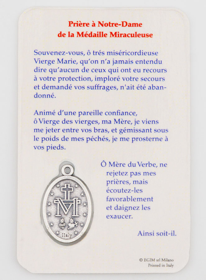 Carte de Prière & Médaille - Vierge Miraculeuse (pic 2)