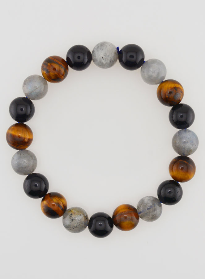 Bracelet en Pierre Naturelle Tourmaline, Oeil de Tigre et Labradorite - 10mm (pic 1)