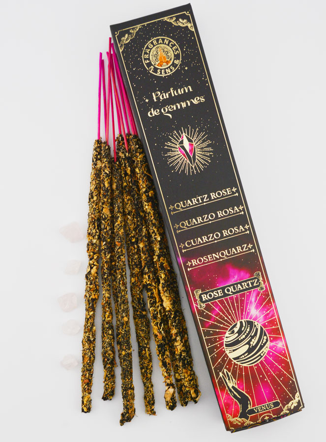 Encens Bâtonnets & Pierres Parfum de Gemmes - Quartz Rose (pic 1)