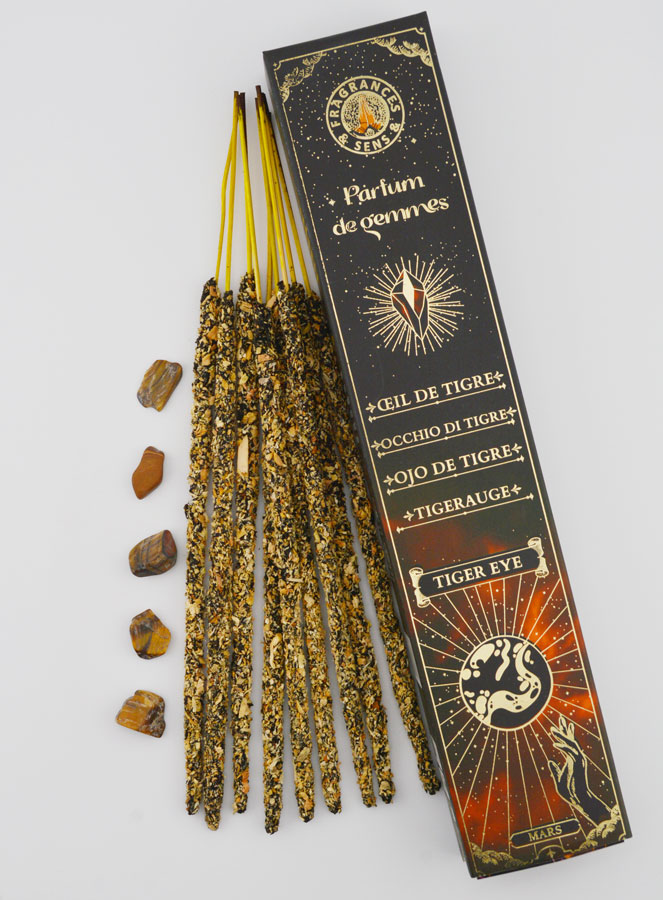 Encens Bâtonnets & Pierres Parfum de Gemmes - Oeil de Tigre (pic 1)