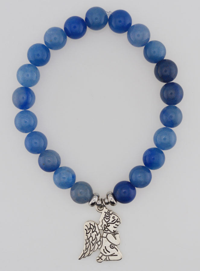 Bracelet en Pierres Naturelles d'Aventurine Bleue - Ange Gardien (pic 1)